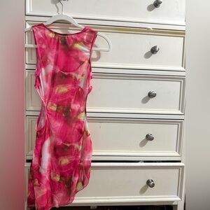 Pink floral bathing suit cover up dress